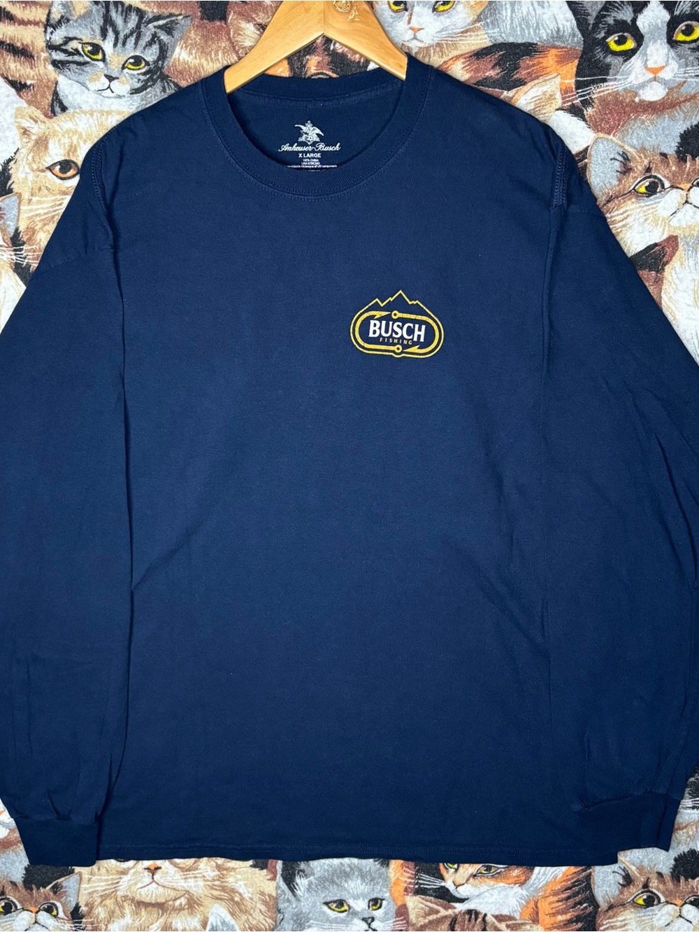 Busch 'Gone Fishin' Long Sleeve Tee Light Beer Fishing Busch Light XL T-Shirt - Picture 2 of 9